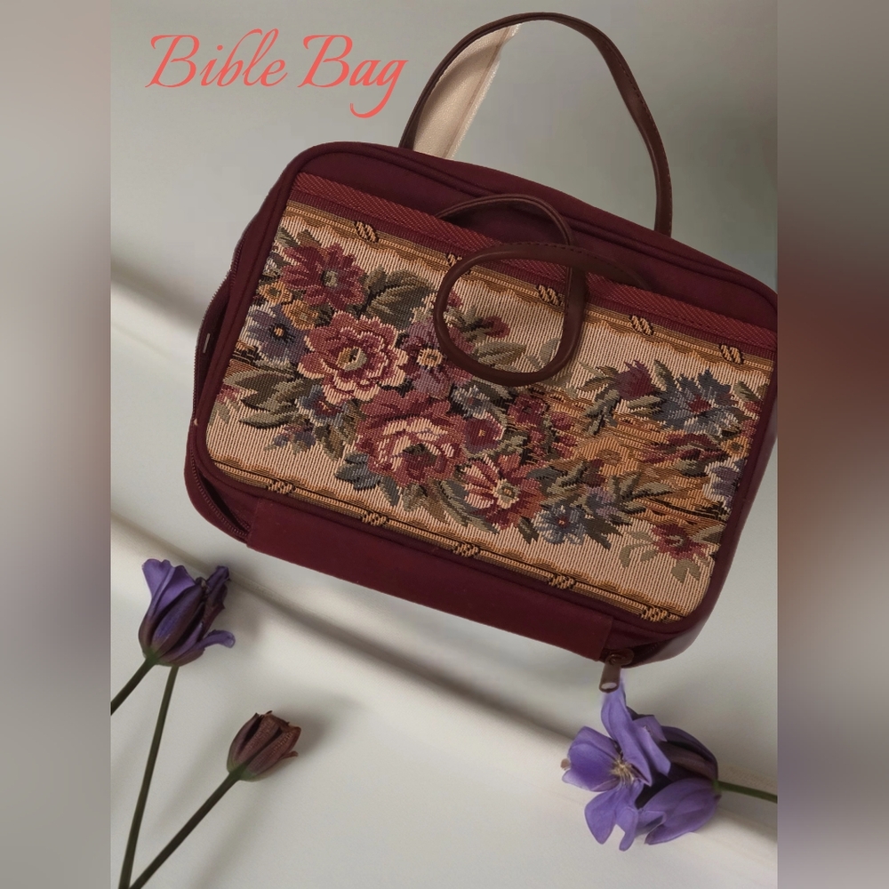 New Protect your Bible or book in style vintage bag canvas needlepoint cover